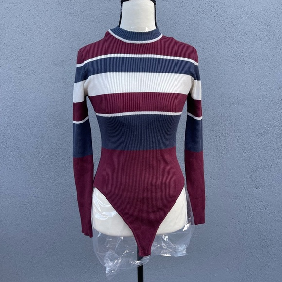 Urban Outfitters Tops - Urban Outfitters Colorblock Bodysuit - Burgundy, Navy, White